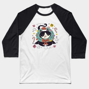 Meowy Christmas Cat Baseball T-Shirt